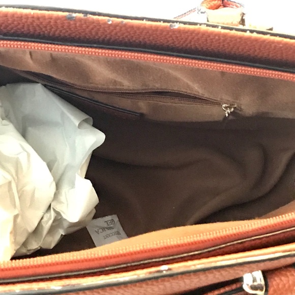 Dasein Satchel Brown Leather W/ Shoulder Strap - Picture 3 of 5